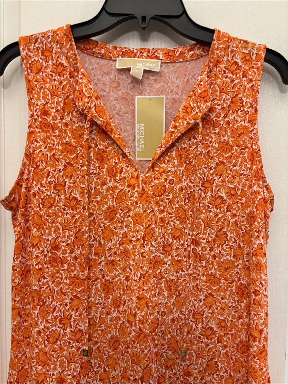 Michael Kors Orange Sleeveless Knee Dress Sz M NWT